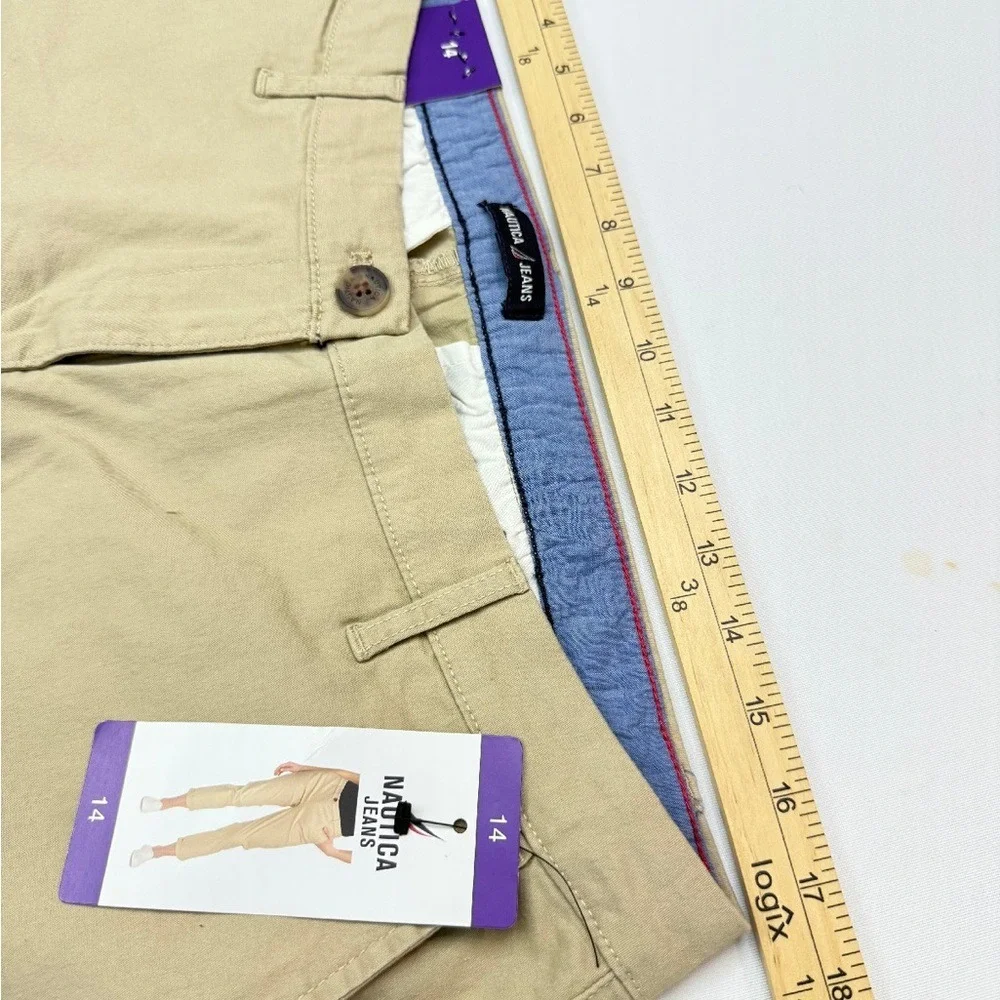 Nautica Jeans Co Womens Khaki Chino Ankle‎ Pants Cuffed Tan Size 14 NEW